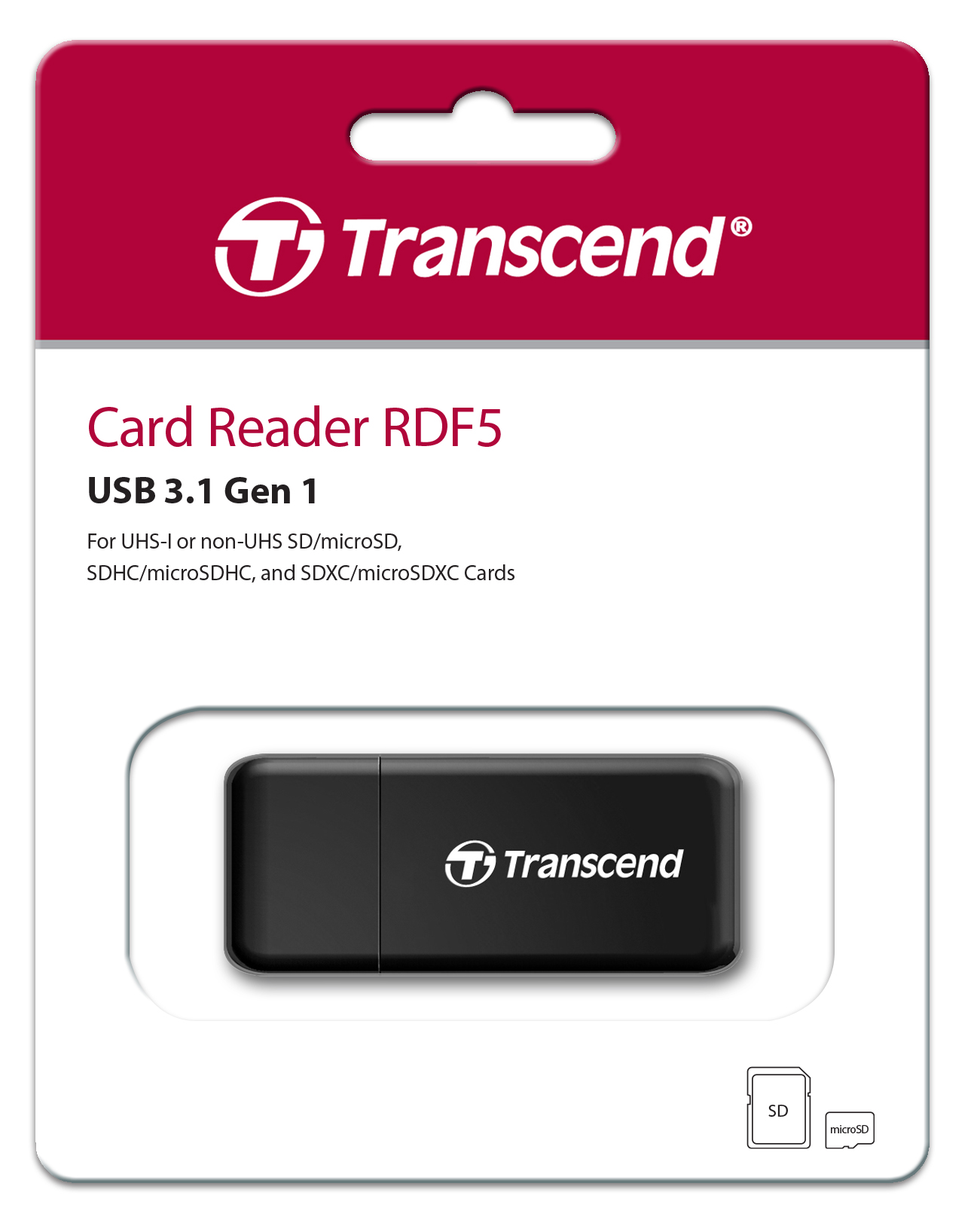 Transcend SD MicroSD Card Reader USB 3 1 Gen1 Black TS RDF5K