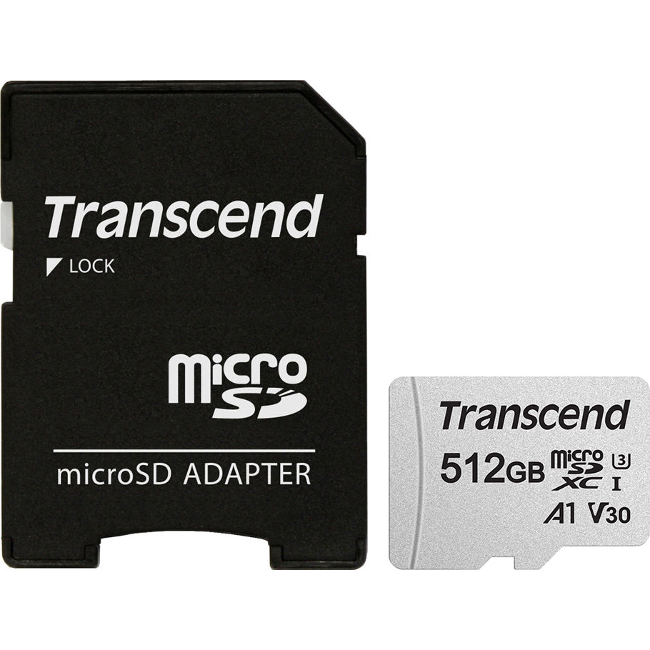 Transcend 512GB microSD w/Adapter UHS-I U3 A1 TS512GUSD300S-A