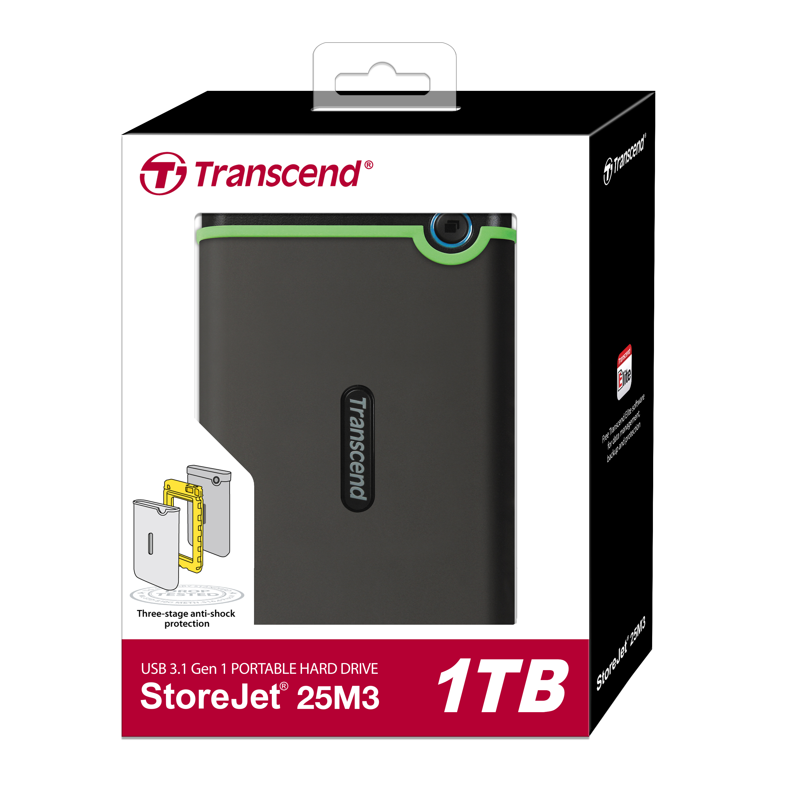 Transcend 1TB Slim StoreJet2 5 M3S Portable HDD TS1TSJ25M3S