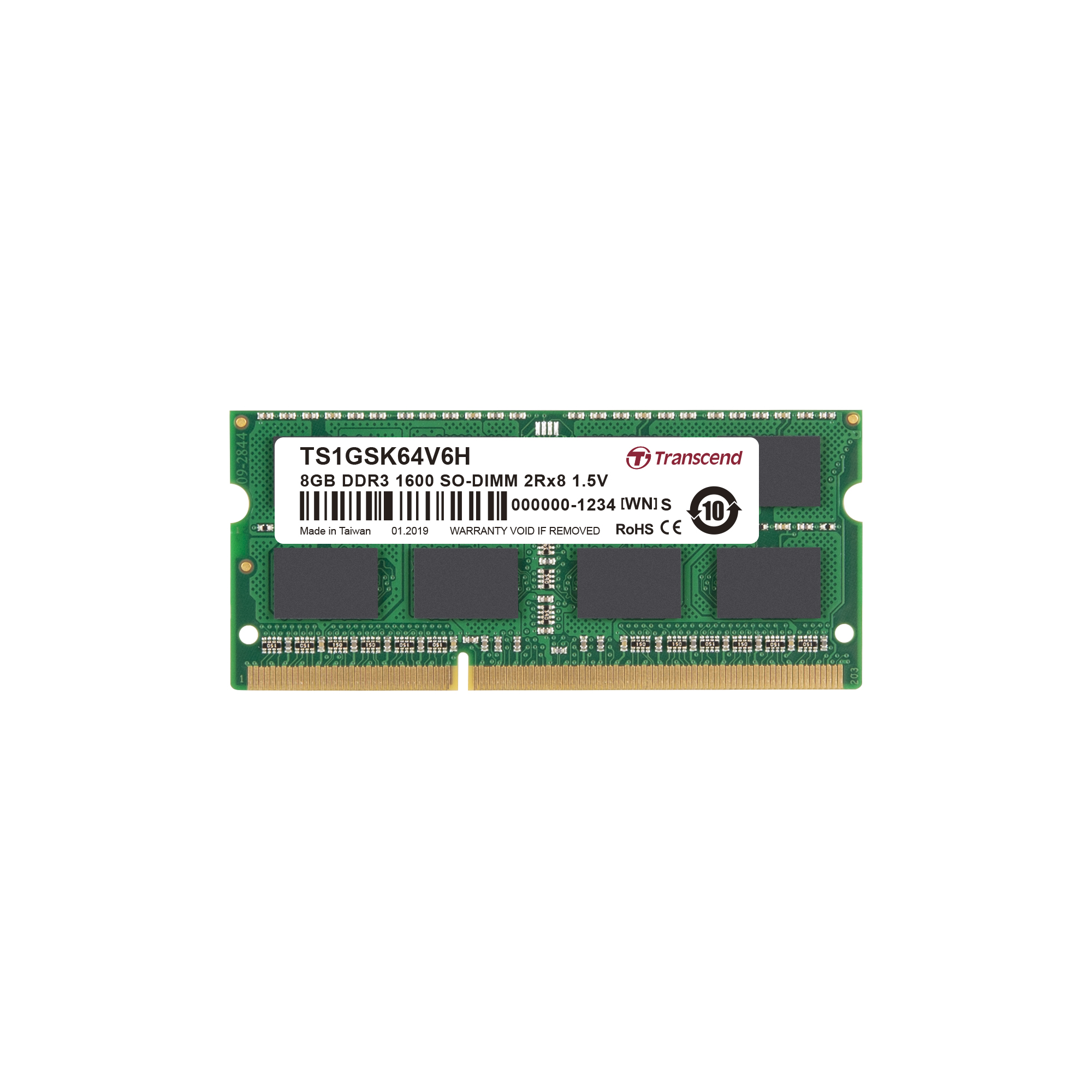 MEMOIRE DIMM DDR3 8 GO TRANSCEND - 1600MHz - Optimus Technology