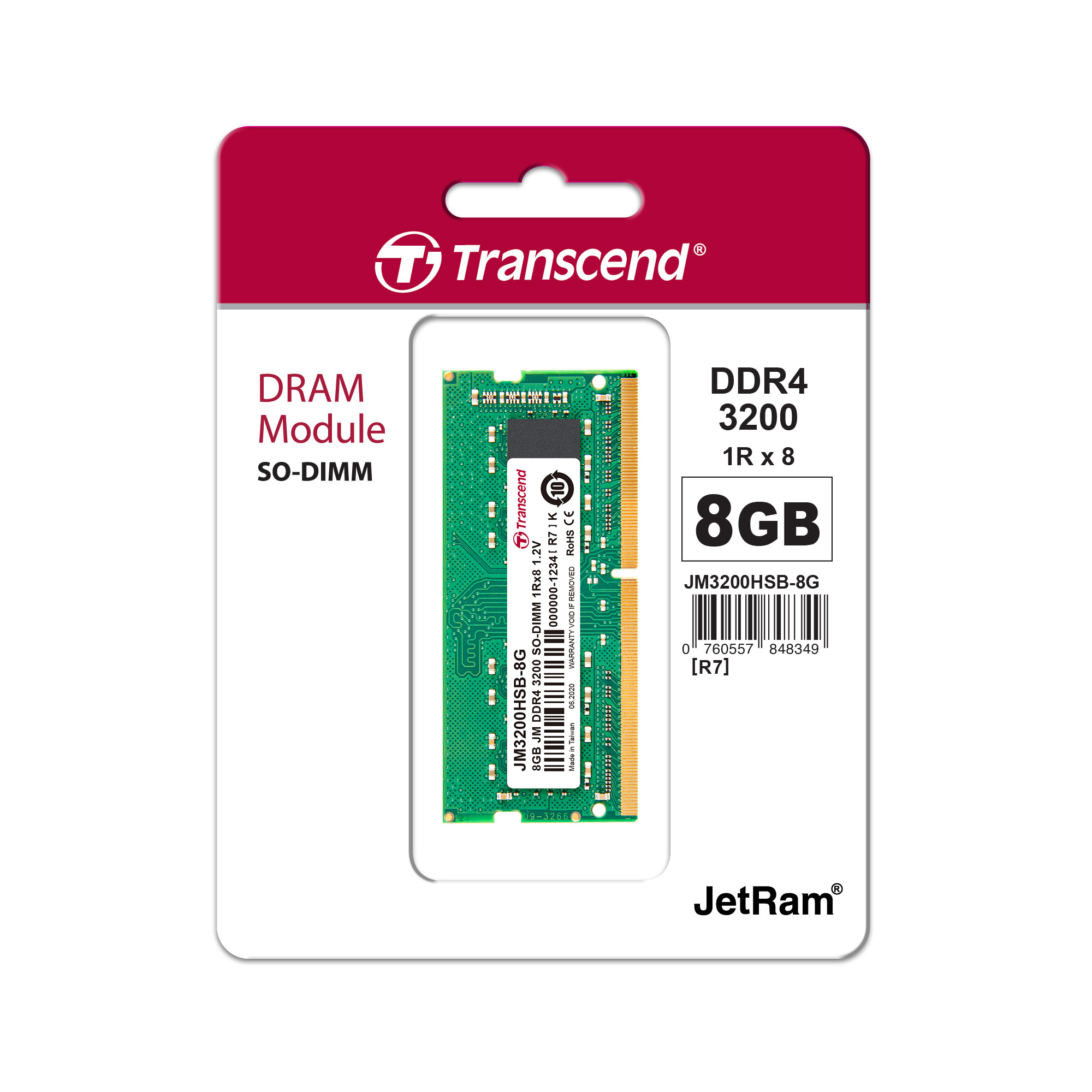 Barette RAM TRANSCEND - 8GB JM DDR4 2666 U-DIMM 1Rx16 1Gx16