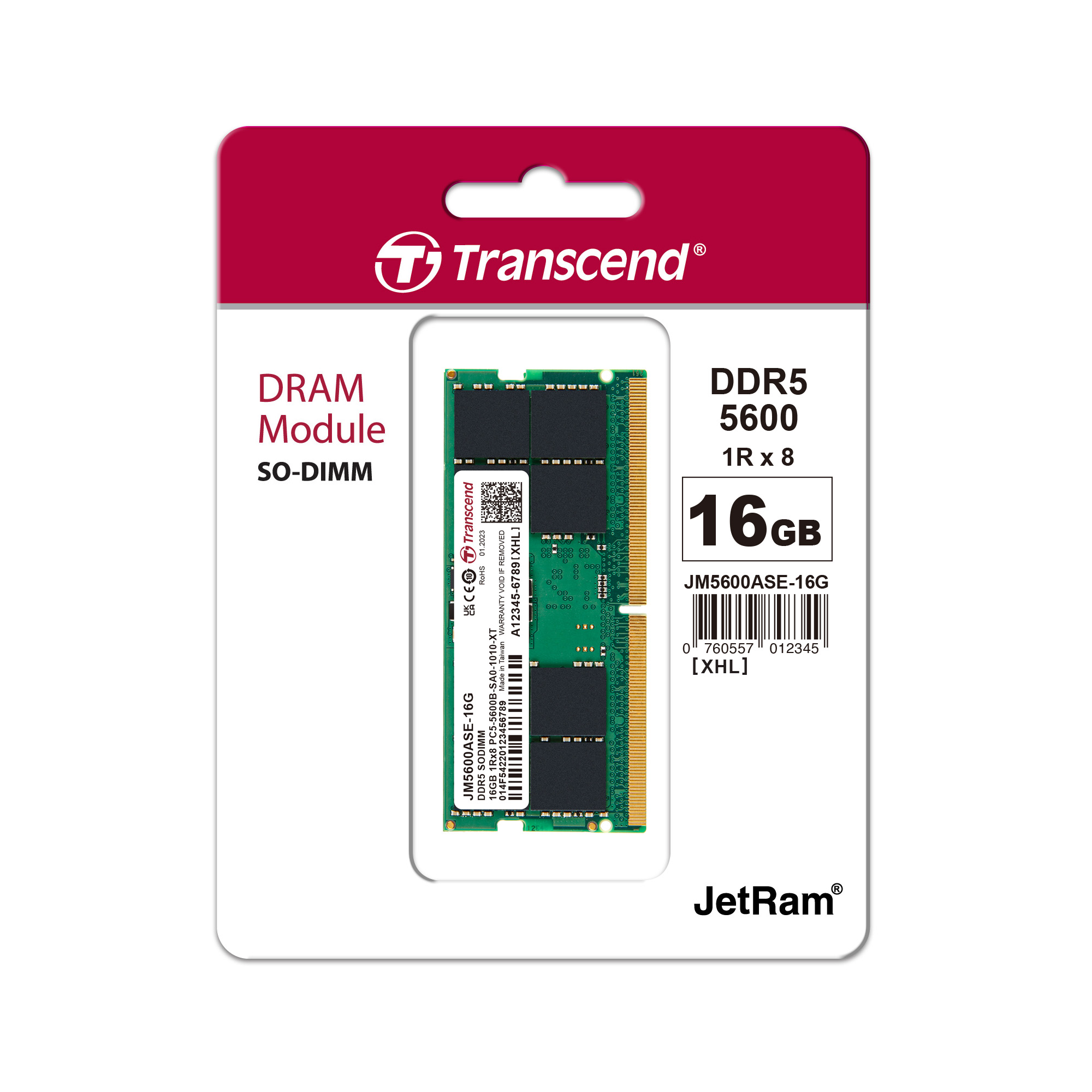 メモリー Transcend DDR5 32GB 5600 16GBx2 Transcend 32GB DDR5 5600 SO-DIMM 2Rx8 1.1V, RAM, Notebook/Laptop