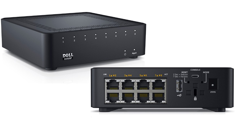Dell Networking X1008P Smart Web Managed Switch, 8x 1GbE PoE ports 